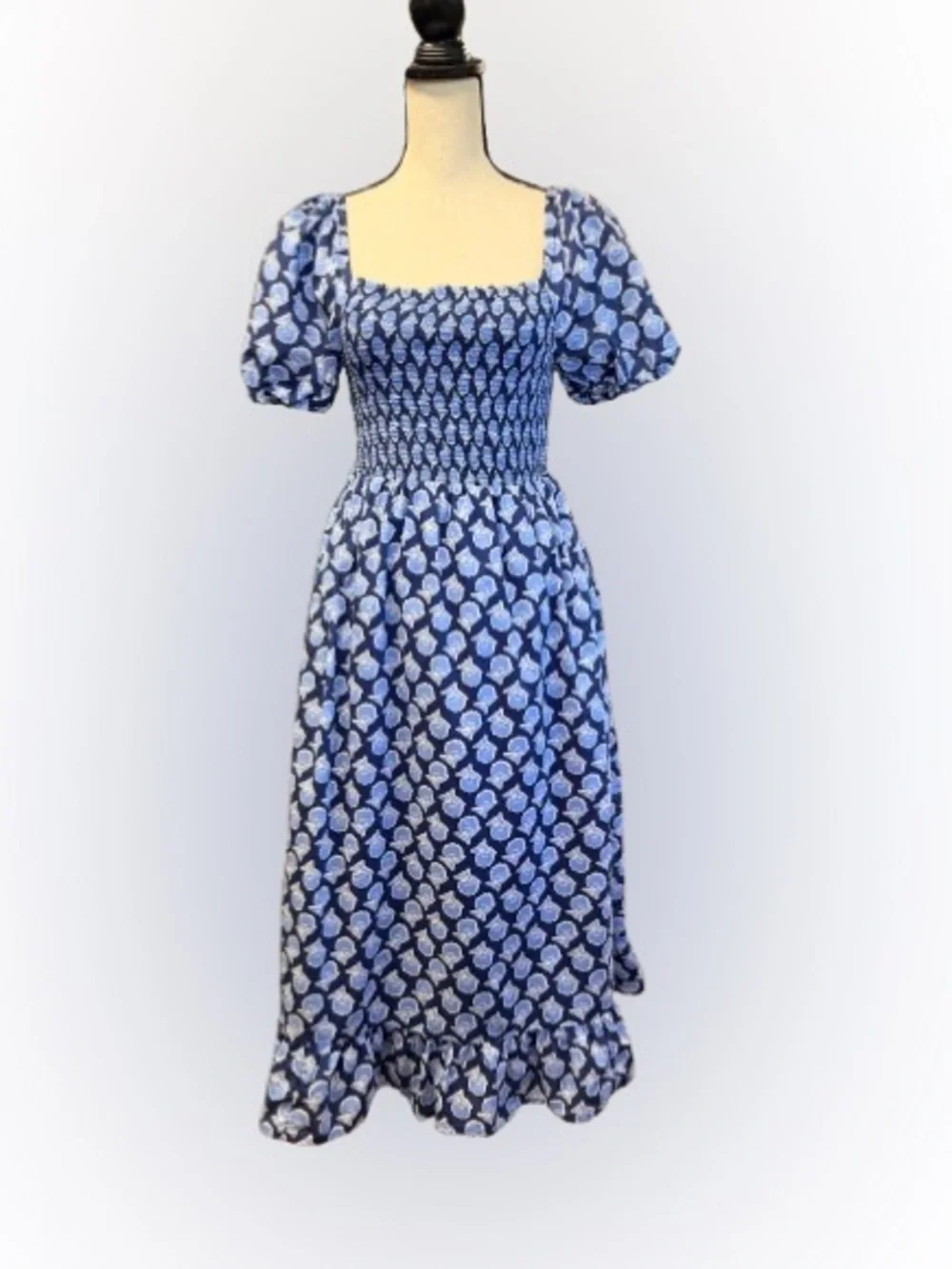 j crew blue flower dress J.Crew Re-Imagined Floral Smocked Midi XS Puff Sleeve Cottagecore mychicobsession on LTK akeneoPublishedDate:number:1769018679 Size:14Y